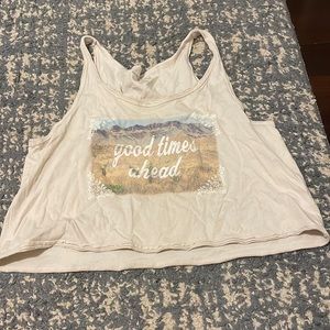 Cropped Tank Top With Mountain Design